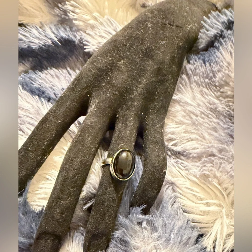Sterling Silver Black Moon Stone Ring